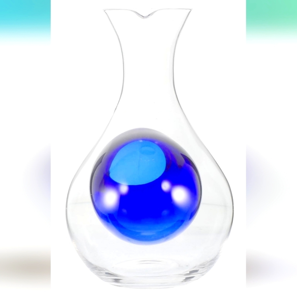 Japanese Cold Sake,Wine, or Liquor Glass 14 oz Bottle Blue Decanter Collection
